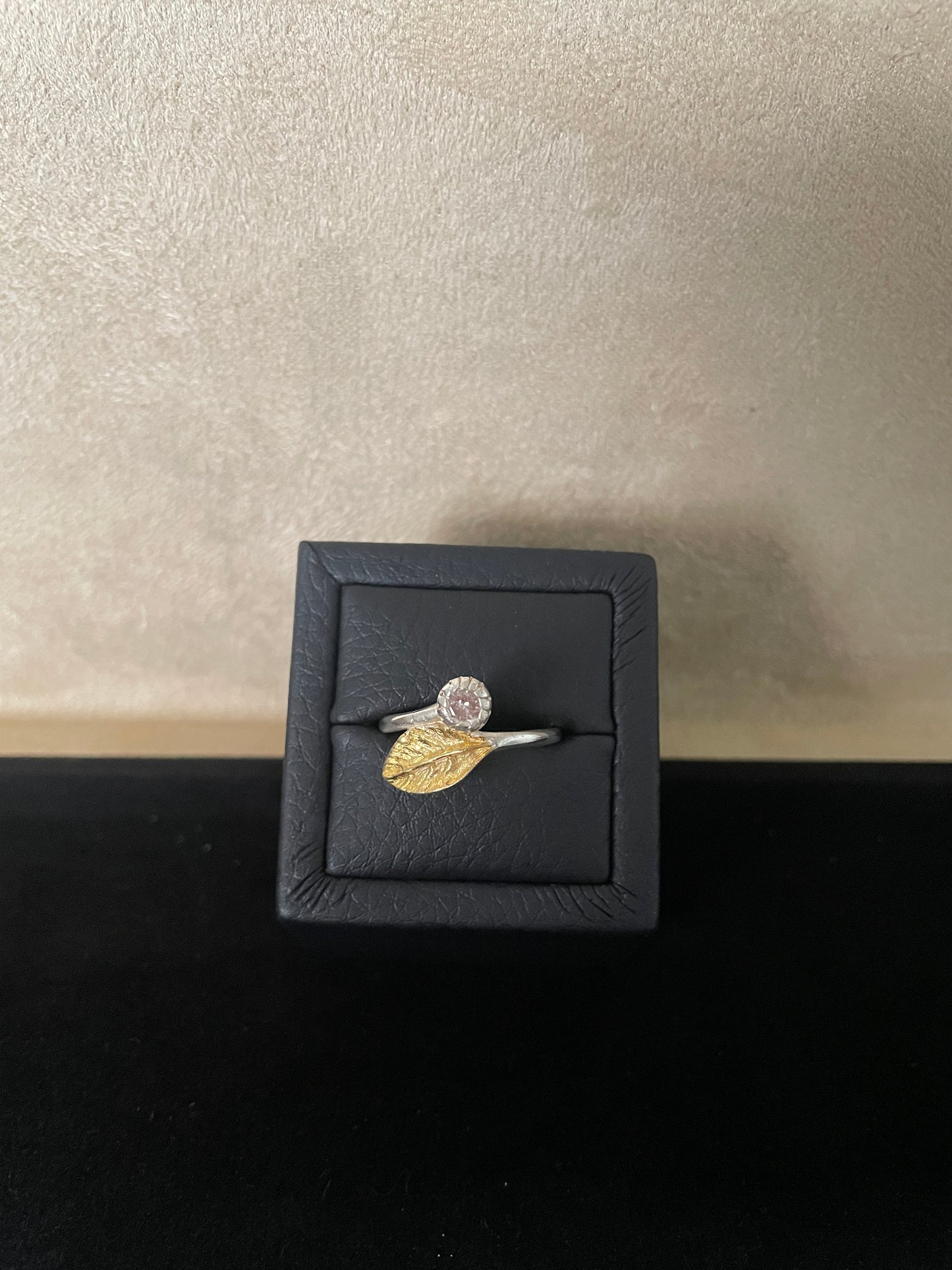The Dewdrop Leaf Ring