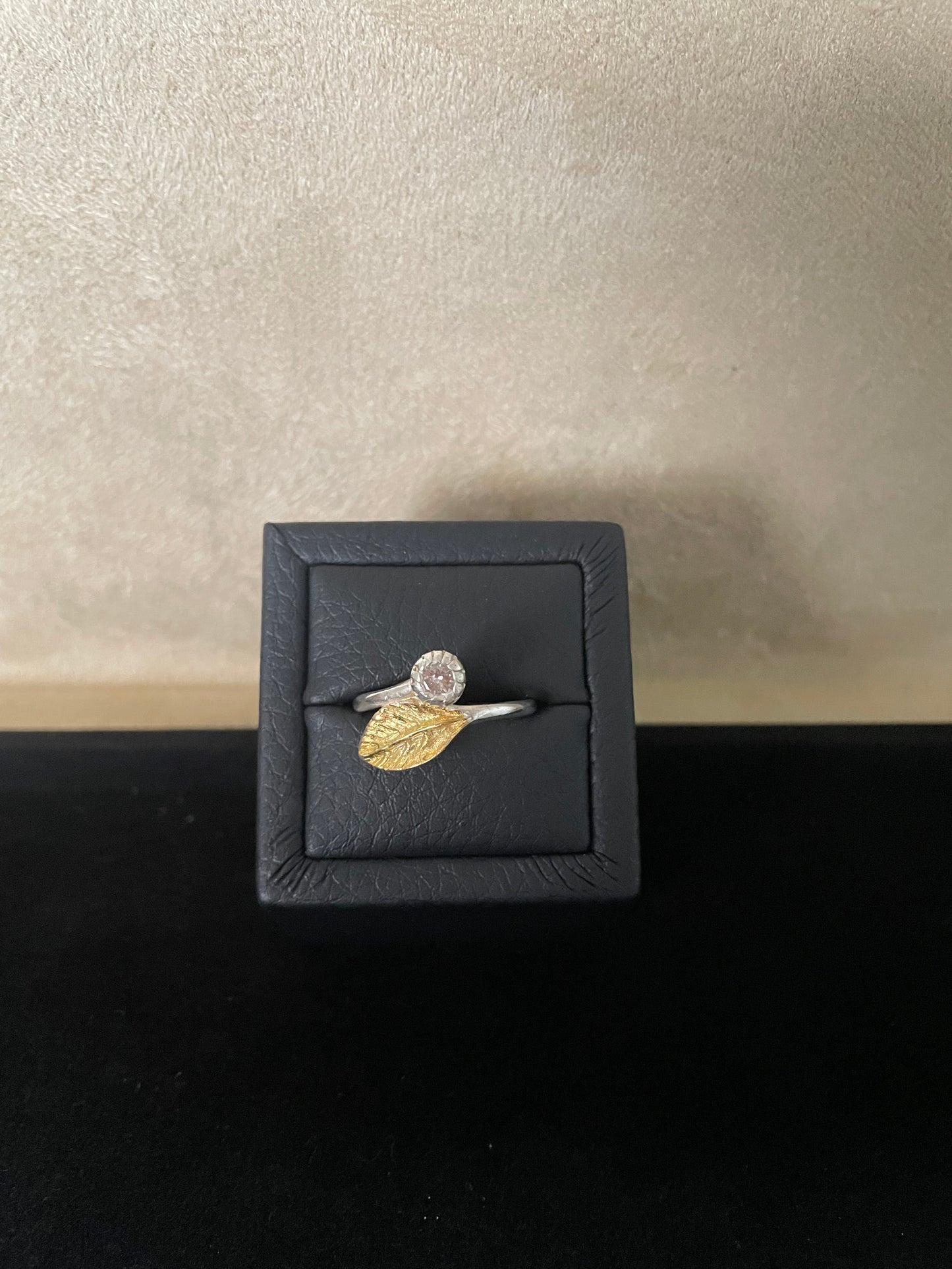 The Dewdrop Leaf Ring